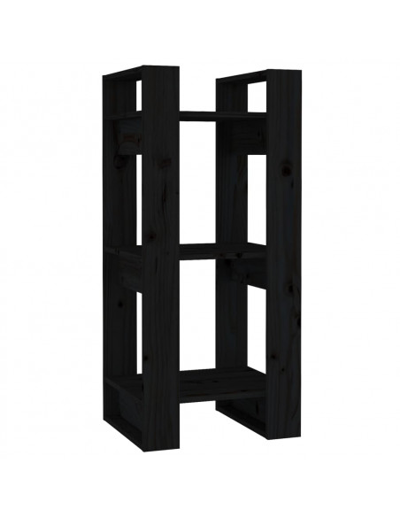Libreria/Divisorio Nero 41x35x91 cm in Legno Massello di Pino