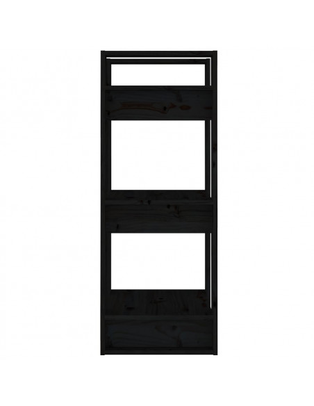 Libreria/Divisorio Nero 41x35x91 cm in Legno Massello di Pino