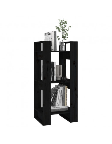 Libreria/Divisorio Nero 41x35x91 cm in Legno Massello di Pino