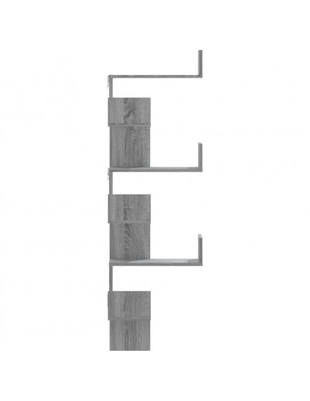 Scaffale Angolare Muro Grigio Sonoma 45x45x147 cm Multistrato