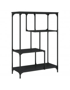 Libreria Nera 81x36x115 cm in Legno Multistrato e Acciaio 2