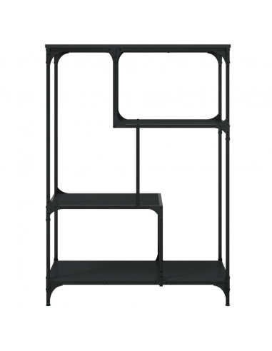 Libreria Nera 81x36x115 cm in Legno Multistrato e Acciaio