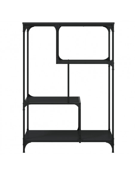 Libreria Nera 81x36x115 cm in Legno Multistrato e Acciaio