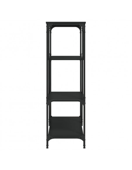 Libreria Nera 81x36x115 cm in Legno Multistrato e Acciaio