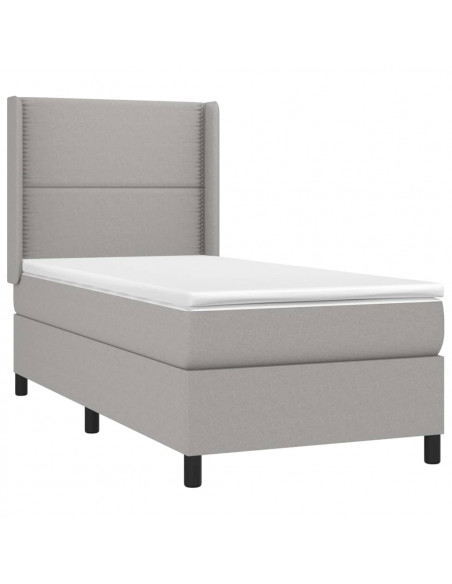 Letto a Molle Materasso e LED Grigio Chiaro 80x200 cm Tessuto