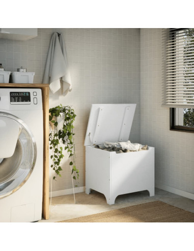 Contenitore con Coperchio RANA Bianco 60x49x54 cm Massello Pino