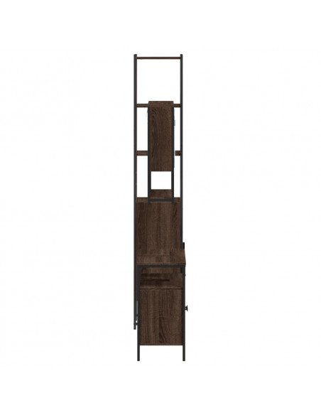 Set Mobili da Bagno 3 pz Rovere Marrone in Legno Multistrato