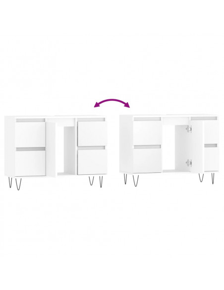 Mobile da Bagno Bianco 80x33x60 cm in Legno Multistrato