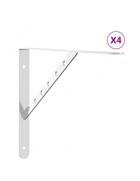 Staffe per Mensola 4 pz 40x2,5x25 cm in Acciaio Inox Argento