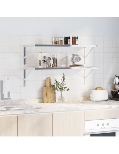 Staffe per Mensola 4 pz 40x2,5x25 cm in Acciaio Inox Argento