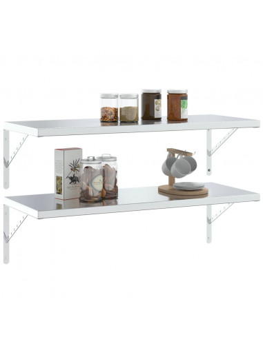 Staffe per Mensola 4 pz 40x2,5x25 cm in Acciaio Inox Argento