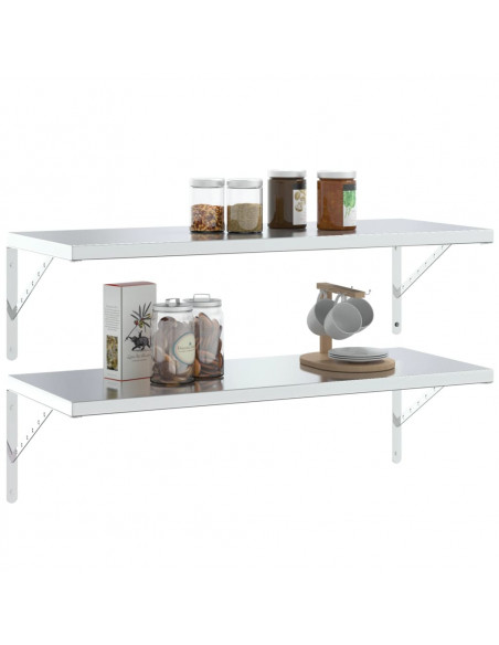 Staffe per Mensola 4 pz 40x2,5x25 cm in Acciaio Inox Argento