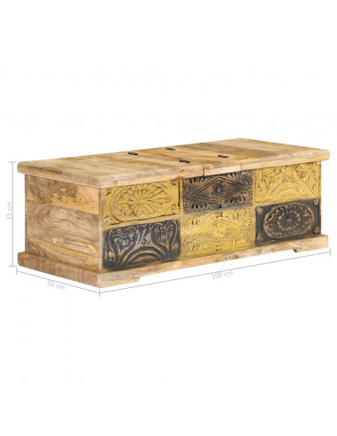 Tavolino da Salotto 100x50x35 cm in Legno Massello di Mango