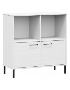Libreria Gambe Metallo Bianco 90x35x90,5 cm Legno Massello OSLO 2