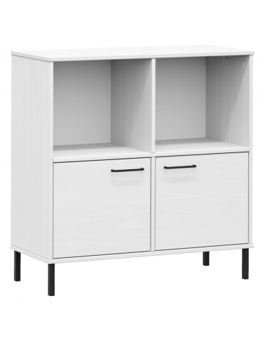 Libreria Gambe Metallo Bianco 90x35x90,5 cm Legno Massello OSLO