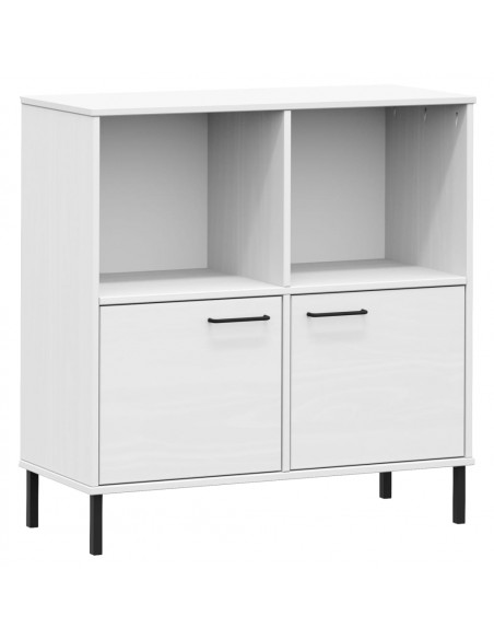Libreria Gambe Metallo Bianco 90x35x90,5 cm Legno Massello OSLO