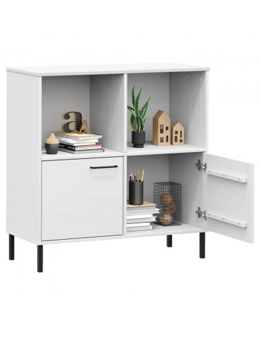 Libreria Gambe Metallo Bianco 90x35x90,5 cm Legno Massello OSLO