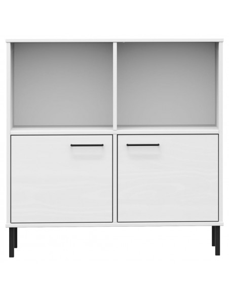 Libreria Gambe Metallo Bianco 90x35x90,5 cm Legno Massello OSLO