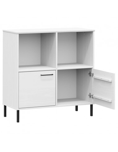 Libreria Gambe Metallo Bianco 90x35x90,5 cm Legno Massello OSLO