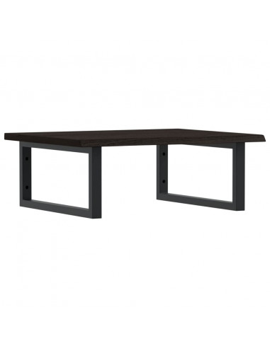 Ripiano a Parete per Lavabo in Acciaio e Massello di Rovere