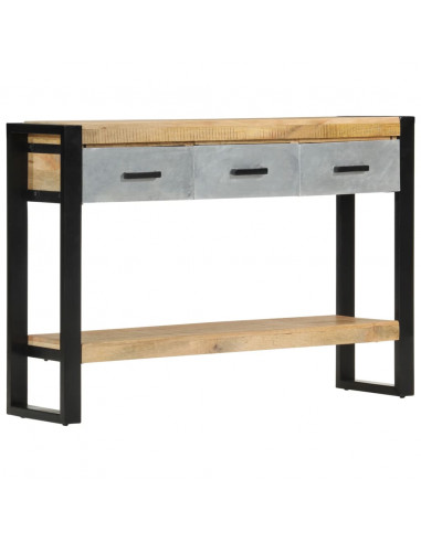 Tavolo Consolle 110x30x76 cm in Legno Massello Grezzo di Mango