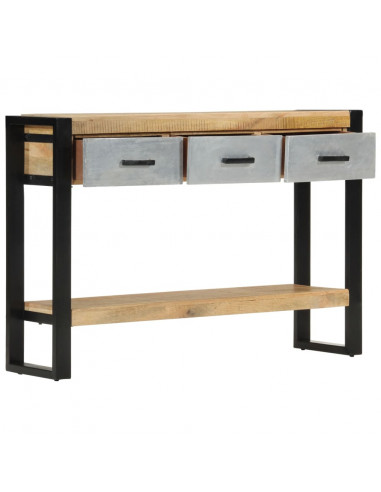 Tavolo Consolle 110x30x76 cm in Legno Massello Grezzo di Mango