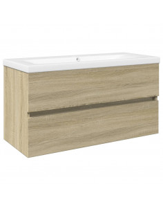 Set Mobili da Bagno 2 pz in Ceramica e Legno Multistrato 2