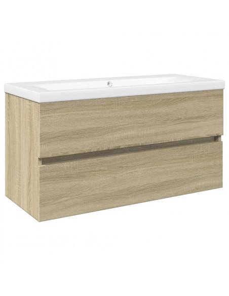 Set Mobili da Bagno 2 pz in Ceramica e Legno Multistrato