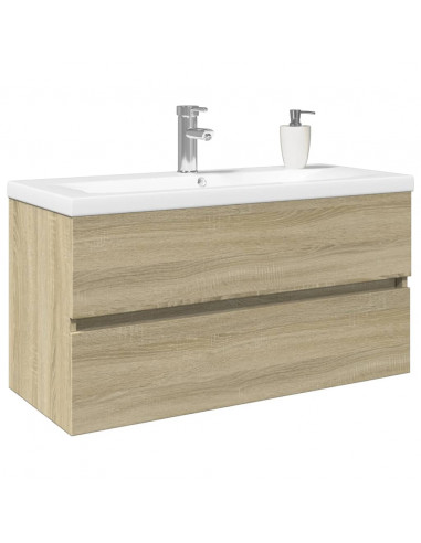 Set Mobili da Bagno 2 pz in Ceramica e Legno Multistrato