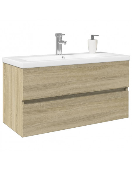 Set Mobili da Bagno 2 pz in Ceramica e Legno Multistrato