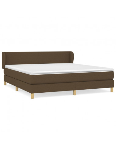 Giroletto a Molle con Materasso Marrone Scuro 180x200cm Tessuto