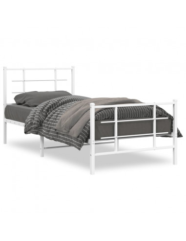 Giroletto con Testiera e Pediera Metallo Bianco 90x190 cm