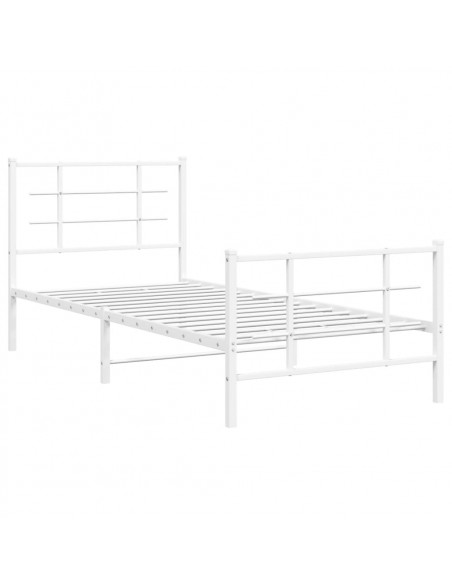 Giroletto con Testiera e Pediera Metallo Bianco 90x190 cm