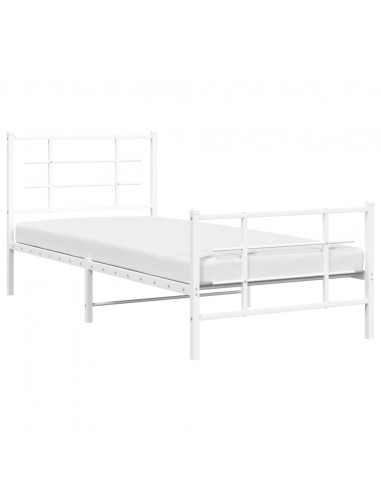 Giroletto con Testiera e Pediera Metallo Bianco 90x190 cm