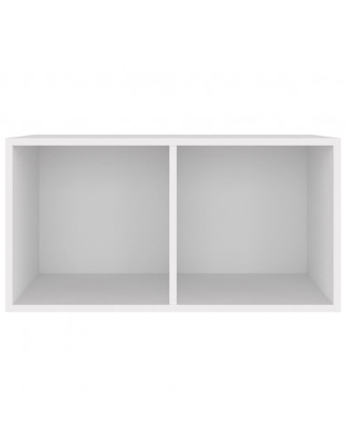 Contenitore per Vinili Bianco 71x34x36 cm in Legno Multistrato