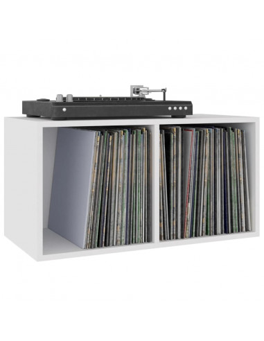 Contenitore per Vinili Bianco 71x34x36 cm in Legno Multistrato