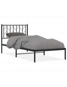 Giroletto con Testiera in Metallo Nero 90x190 cm 2