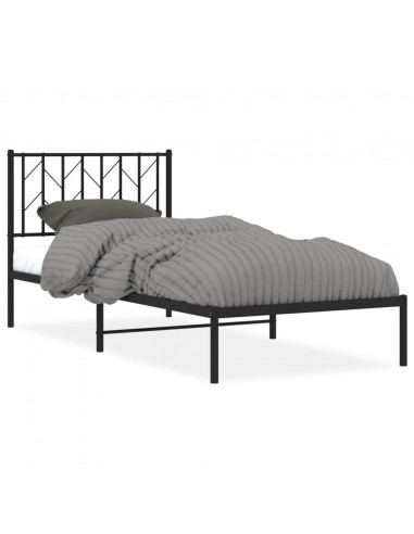 Giroletto con Testiera in Metallo Nero 90x190 cm