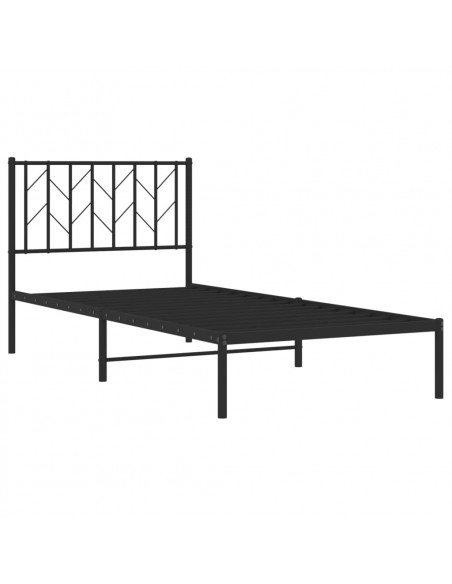 Giroletto con Testiera in Metallo Nero 90x190 cm