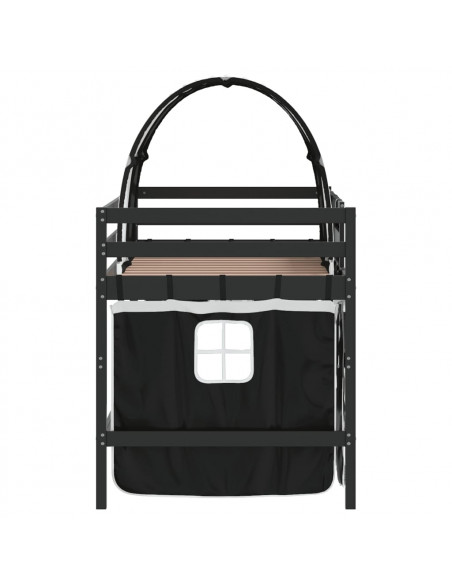 Letto a Soppalco con Tunnel Bambini Bianco e Nero 90x200cm Pino