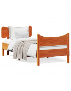 Giroletto con Testiera Marrone Cera 75x190 cm Massello Pino 2