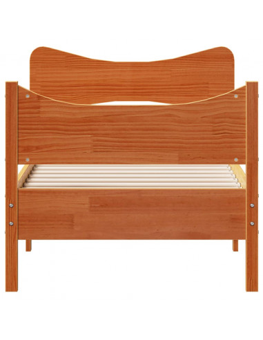 Giroletto con Testiera Marrone Cera 75x190 cm Massello Pino