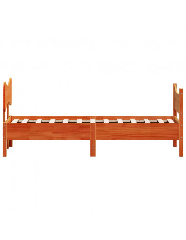 Giroletto con Testiera Marrone Cera 75x190 cm Massello Pino