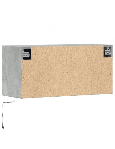 Mobile TV a Parete con Luci LED Grigio Cemento 80x31x35 cm