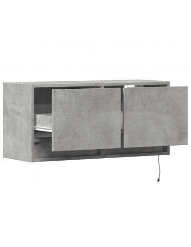 Mobile TV a Parete con Luci LED Grigio Cemento 80x31x35 cm