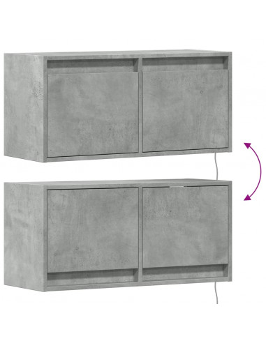 Mobile TV a Parete con Luci LED Grigio Cemento 80x31x35 cm