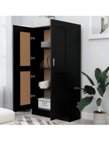 Libreria Nera 82,5x30,5x150 cm in Legno Multistrato