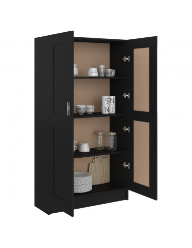 Libreria Nera 82,5x30,5x150 cm in Legno Multistrato