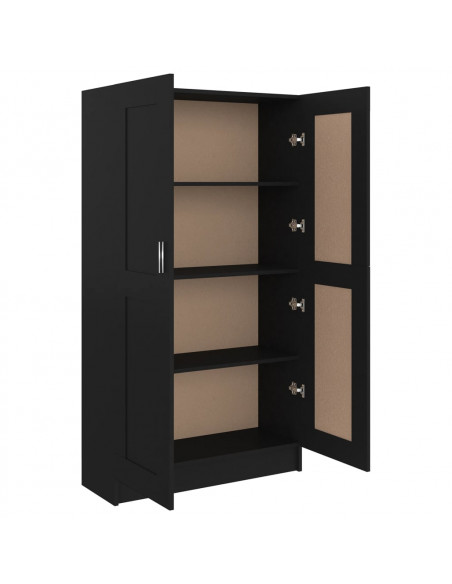Libreria Nera 82,5x30,5x150 cm in Legno Multistrato