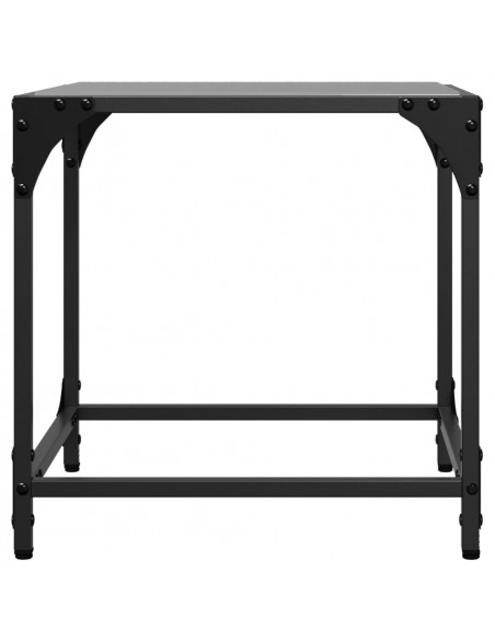 Tavolino con Piano in Vetro Nero 40x40x40 cm Acciaio